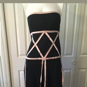Nicole Miller Strapless Silk Black/Pink dress